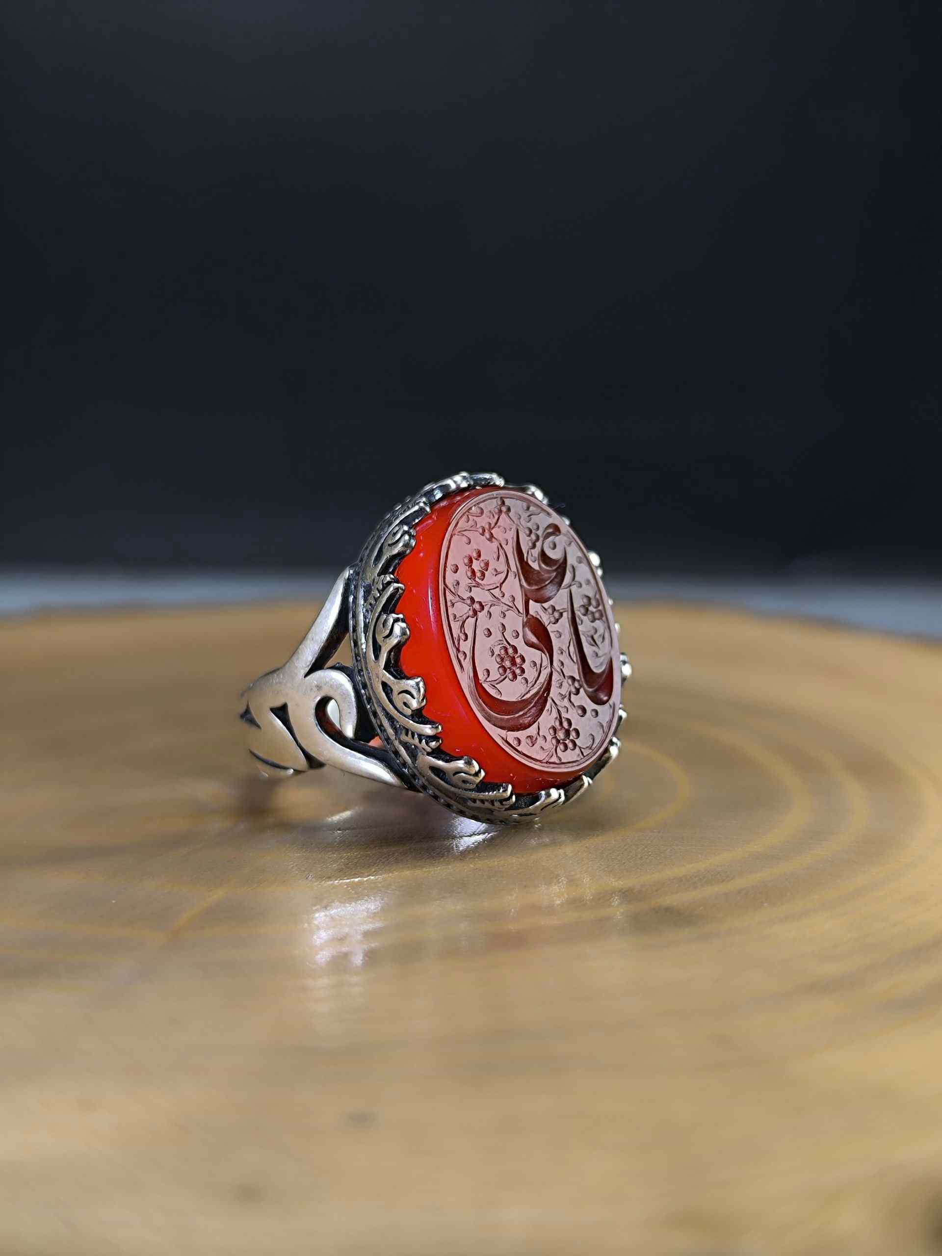 Red agate ring with the inscription of Ya Ali (AS)
