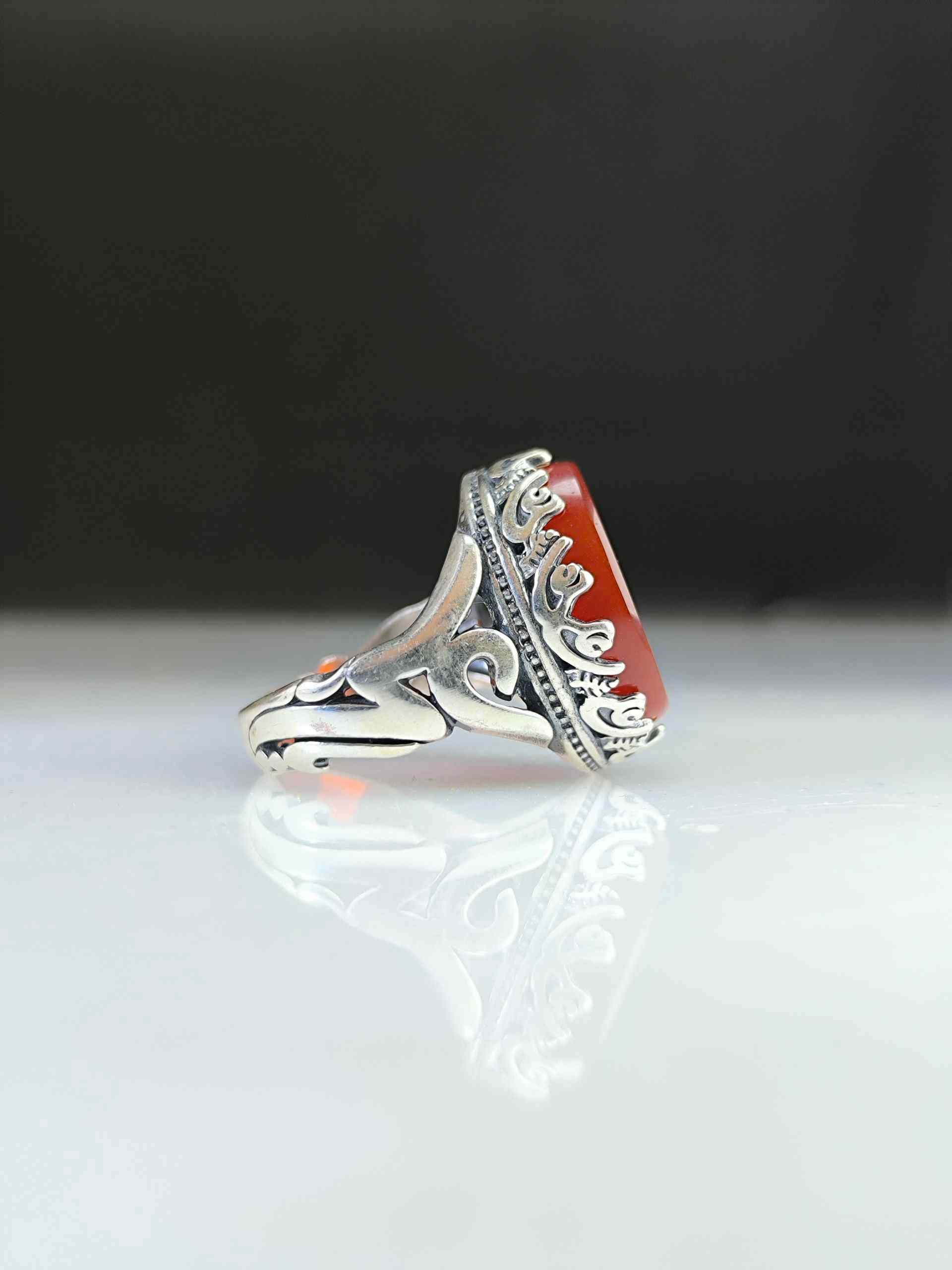 Red agate ring with the inscription of Ya Ali (AS)