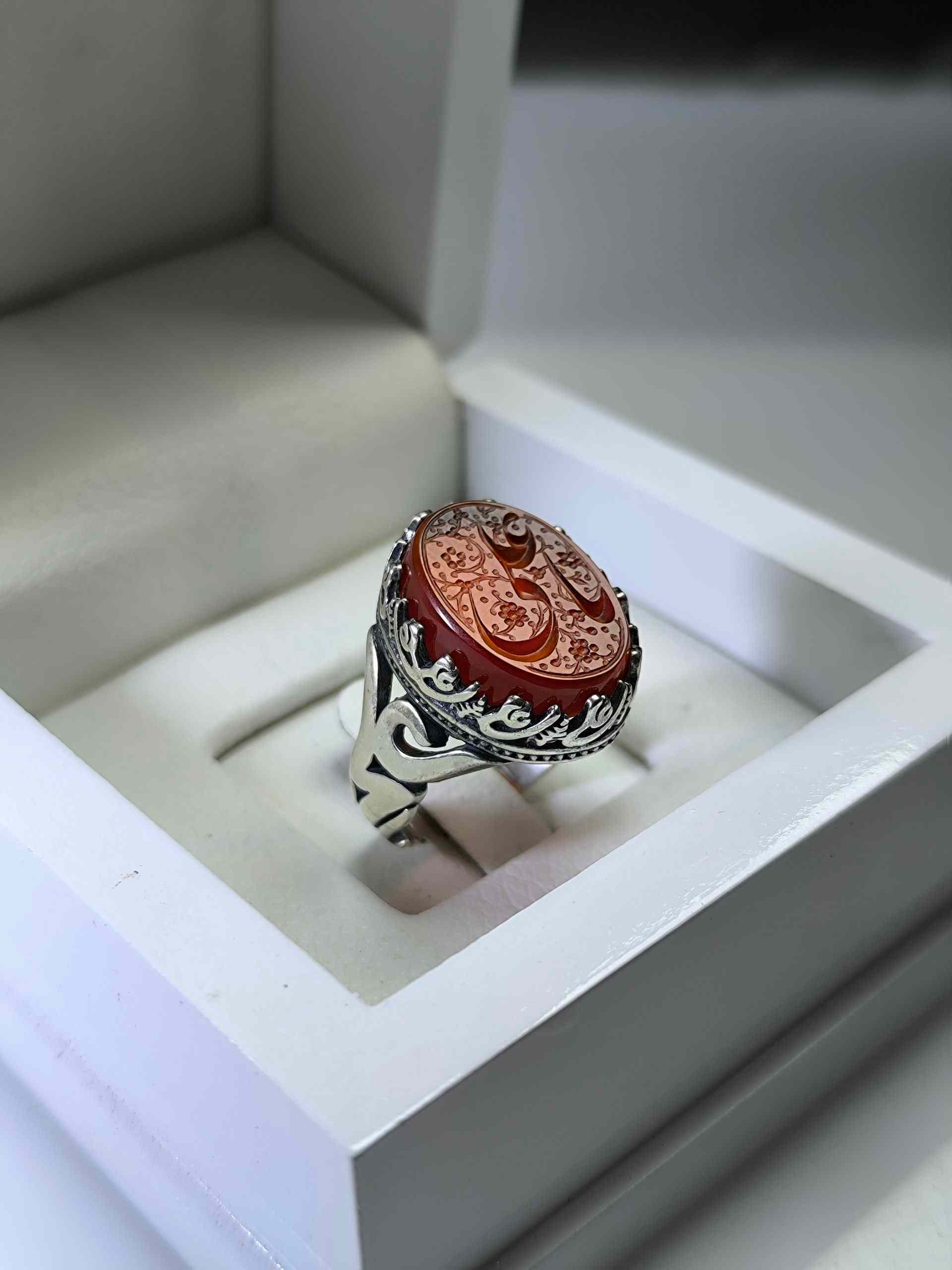 Red agate ring with the inscription of Ya Ali (AS)