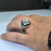 Black agate dot ring with the inscription of Ya Hussein (AS)